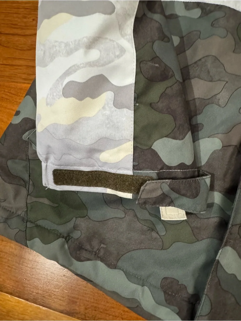 Swiss Tech Kids Two-Tone Camo Hooded Puffer Jacket - Gray, Cream & Green